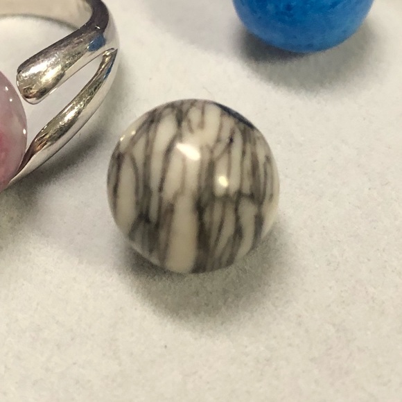 STERLING SILVER INTERCHANGEABLE MARBLE STONE RING - Picture 4 of 12